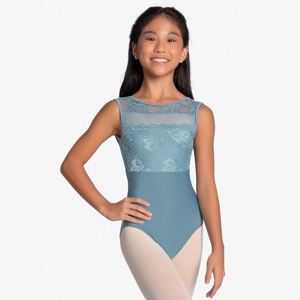 SoDanca L2389 Sybil Child Boatneck Tank Leotard with Lace