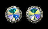 RJC 14999 20mm Rhinestone Rondel with Rivoli Button Earrings