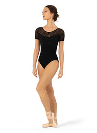 Bloch L3392 Adult Mesh Panel Short Sleeve Leotard
