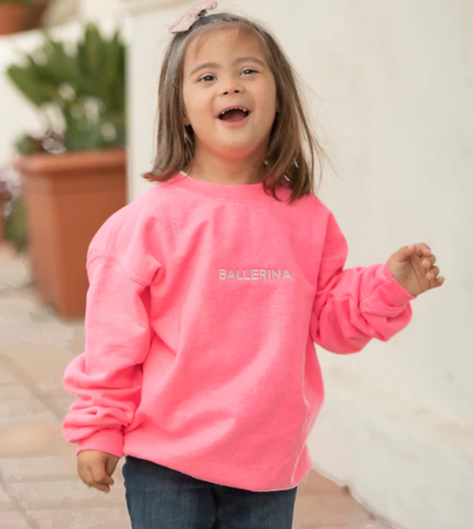 Covet Dance Kids Ballerina Embroidered Pull-over Sweatshirt