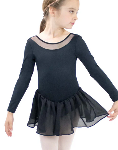Basic Moves BM9457G Child Long Sleeve Dress With Mesh Insert