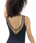 Basic Moves BM5887N Adult Boat Neck Leotard With Mesh Insert V-Back