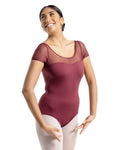 Capezio SE1039W Adult Mesh Yoke Short Sleeve Leotard