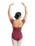 Capezio SE1039W Adult Mesh Yoke Short Sleeve Leotard