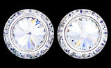 RJC 14999 20mm Rhinestone Rondel with Rivoli Button Earrings