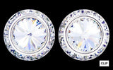 RJC 14999 20mm Rhinestone Rondel with Rivoli Button Earrings