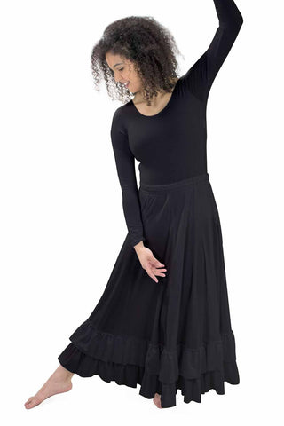 Basic Moves BM2234A Adult Flamenco 8 Panel Ruffle Skirt