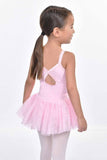 Basic Moves BM9404GN Girls' Satin Trim Cami with Tear Drop Back Dress Leotard