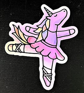 C and J Merchantile Unicorn Ballerina Holographic Sticker